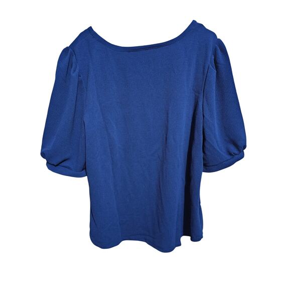 NEW Ashley Stewart Blouse Womens Puff Sleeve Blue Top Plus Size 22/24 (835 - Picture 2 of 4